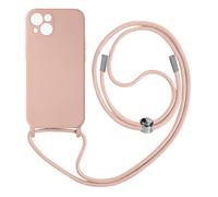 Coque Cordon pour iPhone 13 Semi-rigide Lanière Tour du Cou 80cm rose