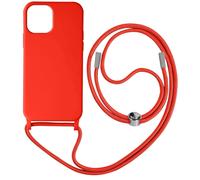 Coque Cordon iPhone 12 et 12 Pro Semi-rigide Lanière Tour du Cou 80cm rouge