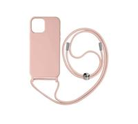 Coque Cordon iPhone 12 Pro Max Semi-rigide Lanière Tour du Cou 80cm rose