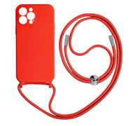 Coque Cordon iPhone 13 Pro Max Semi-rigide avec Lanière Tour du Cou 80cm rouge