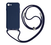 Coque Cordon iPhone 7, 8, SE 2020 et 2022 Semi-rigide Lanière Tour du Cou Bleu