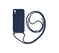 Coque Cordon iPhone XR Semi-rigide avec Lanière Tour du Cou 80cm bleu