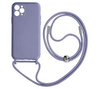 Coque Cordon pour iPhone 11 Pro Max Semi-rigide Lanière Tour du Cou 80cm Lavande