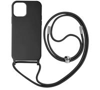 Coque Cordon pour iPhone 12 et 12 Pro Semi-rigide Lanière Tour du Cou 80cm Noir