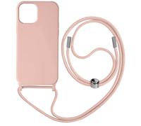 Coque Cordon pour iPhone 12 et 12 Pro Semi-rigide Lanière Tour du Cou 80cm Rose