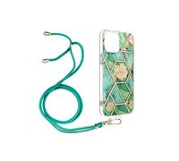 Coque Cordon pour iPhone 12 Mini Motif géométrique en Silicone Gel turquoise