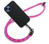 Coque Cordon pour iPhone 13 mini - Noir Antichoc avec Cordon Détachable Rose