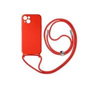Coque Cordon iPhone 13 Mini Semi-rigide avec Lanière Tour du Cou 80cm rouge