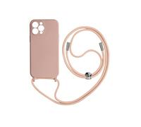 Coque Cordon pour iPhone 13 Pro Max Semi-rigide avec Lanière Tour du Cou 80cm Rose