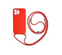 Coque Cordon pour iPhone 13 Pro Max Semi-rigide avec Lanière Tour du Cou 80cm Rouge