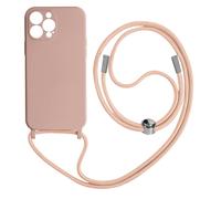 Coque Cordon pour iPhone 13 Pro Max Semi-rigide, Lanière Tour du Cou 80cm Rose