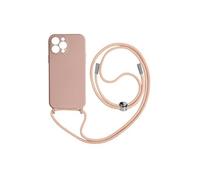Coque Cordon iPhone 13 Pro Max Semi-rigide avec Lanière Tour du Cou 80cm rose