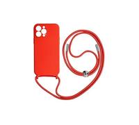 Coque Cordon pour iPhone 13 Pro Max Semi-rigide Lanière Tour du Cou 80cm rouge