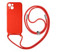 Coque Cordon pour iPhone 13 Semi-rigide avec Lanière Tour du Cou 80cm Rouge