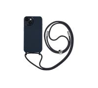 Coque Cordon pour iPhone 14 Plus Semi-rigide Lanière Tour du Cou 80cm bleu