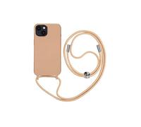 Coque Cordon pour iPhone 14 Semi-rigide Lanière Tour du Cou 80cm rose