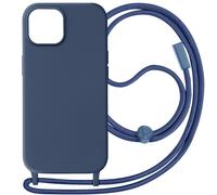 Avizar, Étui de protection pour Apple iPhone 15 Plus avec chaîne en nylon de 80 cm, bleu foncé