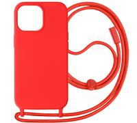 Apple iPhone 15 Pro Max Étui de protection avec chaîne en nylon de 80 cm - Rouge