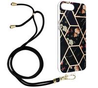 Coque Cordon pour iPhone 8 Plus et 7 Plus Motif géométrique en Silicone Gel Noir