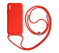 Coque Cordon pour iPhone XS Max Semi-rigide Lanière Tour du Cou 80cm Rouge