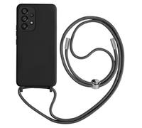 Coque Cordon Samsung Galaxy A53 5G Semi-rigide Lanière Tour du Cou 80cm Noir