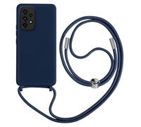 Coque Cordon Samsung Galaxy A33 5G Semi-rigide Lanière Tour du Cou 80cm Bleu
