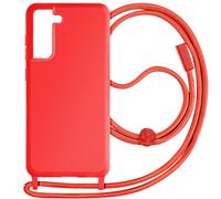 Avizar Coque Cordon pour Samsung Galaxy S21 FE Semi-Rigide Lanière 80cm Rouge