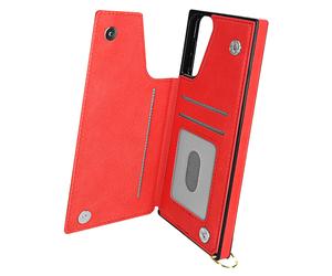 Coque Cordon pour Samsung Galaxy S21 Plus Multifonction avec Lanière Rouge