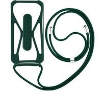 Coque Cordon pour Smartphone Universel Silicone Coins bumper Béquille support Vert foncé