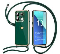 Coque Cordon Pour Xiaomi Redmi Note 13 4g (Pas Pour 5g), Antichoc En Silicone Avec Motif De CUr Et Cordon Vert Foncé - E.F.Connection