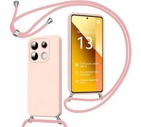 Coque Cordon pour Xiaomi Redmi Note 13 5G (pas pour 4G) - Protection Antichoc en Silicone Liquide avec Cordon Rose - E.F.Connection