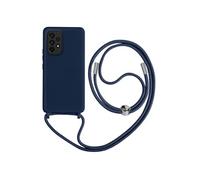 Coque Cordon Samsung Galaxy A33 5G Semi-rigide Lanière Tour du Cou 80cm Bleu