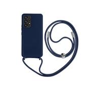 Coque Cordon Samsung Galaxy A53 5G Semi-rigide Lanière Tour du Cou 80cm Bleu