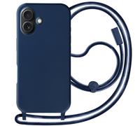 Avizar Coque Cordon Semi Rigide Soft touch pour iPhone 16 Bleu nuit