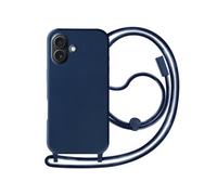 Coque Cordon Semi Rigide Soft touch pour iPhone 16 Bleu nuit
