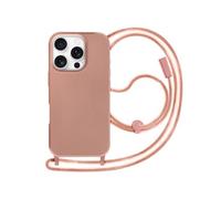 Avizar Coque Cordon Semi Rigide Soft touch pour iPhone 16 Pro Max Rose champagne