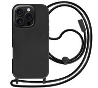 Coque Cordon Semi Rigide Soft touch pour iPhone 16 Pro Noir