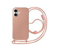 Coque Cordon Semi Rigide Soft touch pour iPhone 16 Rose champagne