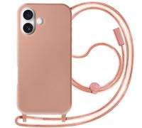 Coque Cordon Semi Rigide Soft touch pour iPhone 16 Rose champagne