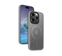 Coque Crong Hybrid Frost MAG - Étui MagSafe pour iPhone 15 Pro Max (Gris)
