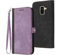 Coque Cuir Pour Samsung Galaxy A6 2018,Etui En Cuir Pour Téléphone Portable Coque Pour Samsung Galaxy A6 2018 Sm-A600f Sm-A600fn Sm-A600a Sm-A600g Coque Housse Etui Purple