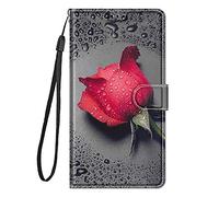 Coque Cuir pour Samsung Galaxy J6 2018 Étui à Rabat Motif Dessin pour Filles Femmes, Portefeuille Housse avec Case 360 Degrés Silicone Antichoc Protection Cover Cuir - Rose Rouge