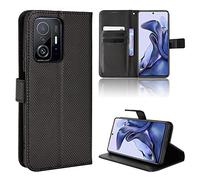 Coque Cuir pour Xiaomi 11T 5G Coque Housse Etui Cover,Coque pour Xiaomi 11T Pro 5G 21081111RG 2107113SG 2107113SI 2107113SR Coque Etui en Cuir PU pour téléphone Portable Black