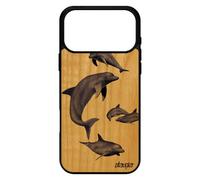 Coque Dauphin Pour Iphone 17 Pro Max Bois Silicone Original Etui Animal Ocean Design Gris Noir Personnalis¿ Nature Marsouin Souple