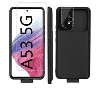Coque de batterie A53 pour Samsung Galaxy A53 5g, 5000 mAh batterie externe de secours pour Galaxy A53 5 g, protection d'écran et protecteur d'appareil photo Noir