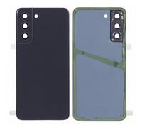 Coque de batterie compatible avec Samsung Galaxy S21 FE G990B SM-G990B arrière arrière coque couvercle en plastique rigide + lentille avec cadre + adhésif double face (gris)