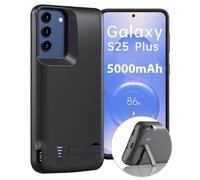 Coque de batterie pour Galaxy S25 Plus, étui de charge de batterie rechargeable étendue pour Samsung Galaxy S25+/ S25 Plus 5G banque d'alimentation portable et housse de protection - Noir