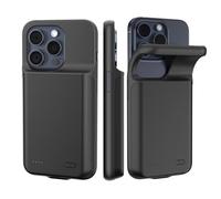Coque de batterie pour iPhone 16 Pro, 7 000 mAh, coque de charge rechargeable fine et portable compatible avec iPhone 16 Pro, coque de chargeur de batterie de téléphone portable, noir