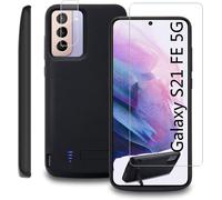 Coque De Batterie Pour Samsung Galaxy S21 Fe 5g,5000mah,Mince,Portable,Rechargeable,Chargeur De Batterie Étendu,Batterie Externe,S21fe Avec Protecteur D'écran Et Protecteurs D'appareil Photo