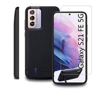 Coque de Batterie pour Samsung Galaxy S21 FE 5g, 5000mAh, Mince, Portable, Rechargeable, Chargeur de Batterie étendu, Batterie Externe, S21fe avec Protecteur d'écran et protecteurs d'appareil Photo